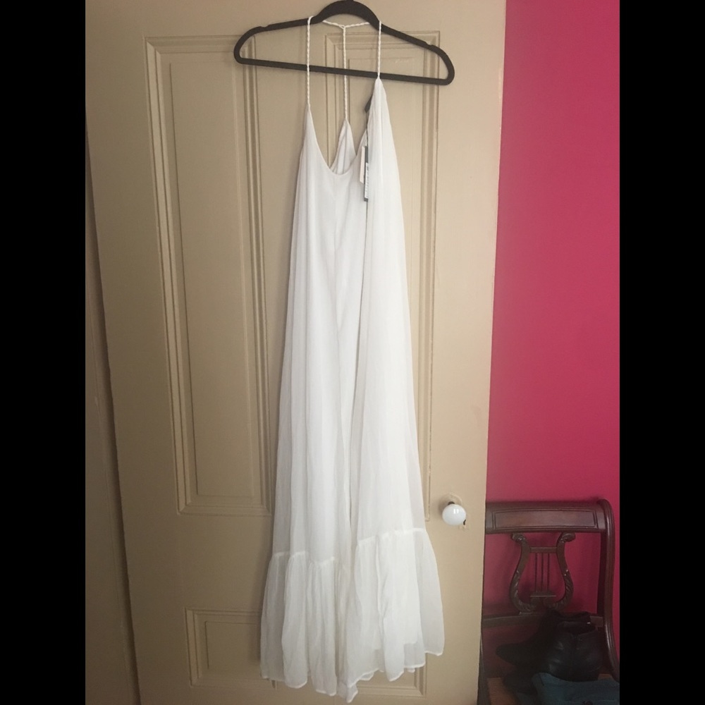 White chiffon layered maxi dress